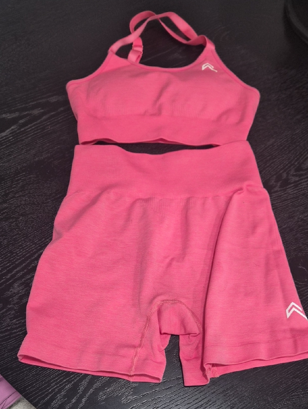 Pink Seamless Sports Bra & High-Waist Shorts Set